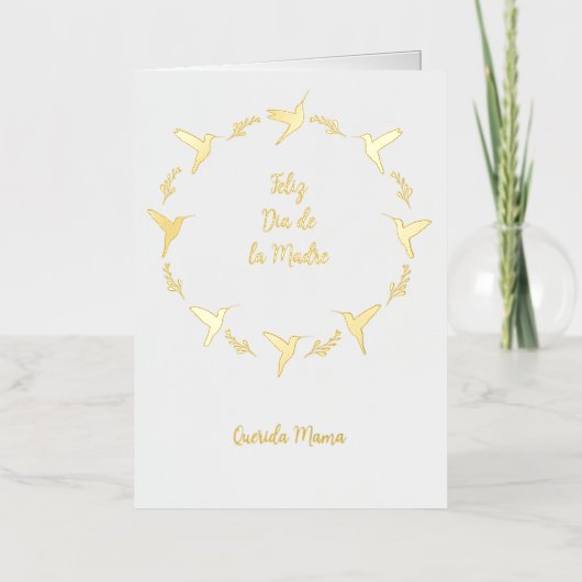 カスタマイズ可能なFeliz Dia De Las Madresカード 箔グリーティングカード (正面)