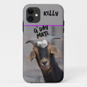 カスタマイズ可能なG'day mate 笑顔のヤギ iPhone 11 ケース