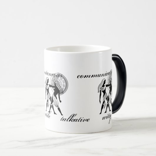 カスタマイズ可能なGemini特性ギリシャ語 – スタイル〔占星術の〕十二宮図 モーフィングマグカップ (正面右)