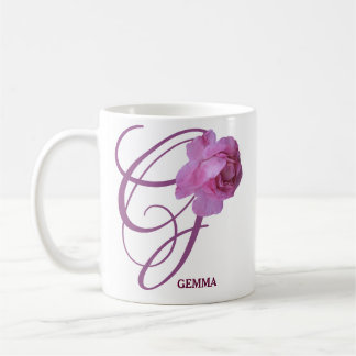 カスタマイズ可能なGemma名かわいらしピンクのバラ花 コーヒーマグカップ