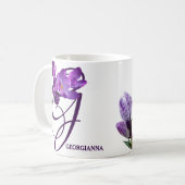 カスタマイズ可能なGeorgianna名紫の花 コーヒーマグカップ (正面左)