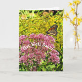 カスタマイズ可能なGET WELL CARD/BUTTERFLY ON FLOWER カード (黄色い花)