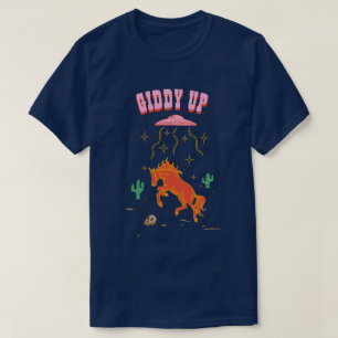 カスタマイズ可能なGiddy Up Horse UFO誘拐 Tシャツ