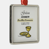 カスタマイズ可能なGodson First Communion Chalice メタルオーナメント (右)