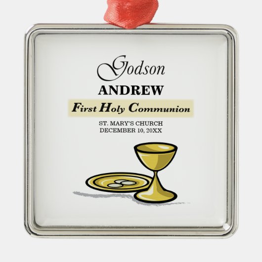 カスタマイズ可能なGodson First Communion Chalice メタルオーナメント (正面)