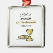 カスタマイズ可能なGodson First Communion Chalice メタルオーナメント (左)