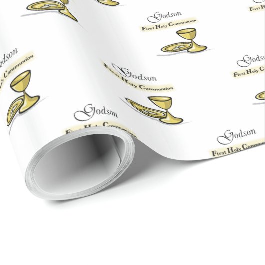 カスタマイズ可能なGodson First Communion Chalice ラッピングペーパー (ロールコーナー)