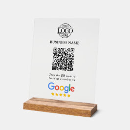 カスタマイズ可能なGoogleレビューQRコード付きビジネスロゴ アクリルサイン