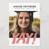 カスタマイズ可能なGRAD「YAY!」大学卒業 案内状 (正面)