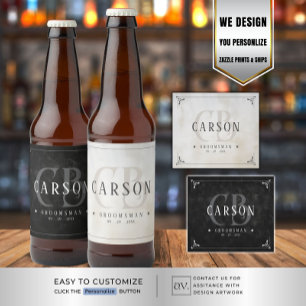 カスタマイズ可能なGroomsmenギフトモノグラム ビールラベル