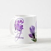カスタマイズ可能なGwyneth名purpleフローラboho コーヒーマグカップ (正面左)