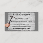 カスタマイズ可能なHandyman Home Repair名刺 名刺 (裏面)