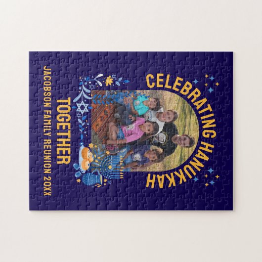 カスタマイズ可能なHANUKKAHファミリー懇親会土産 ジグソーパズル (横)