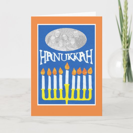カスタマイズ可能なHanukkahフォトカード、（ユダヤ教）メノラー シーズンカード (正面)