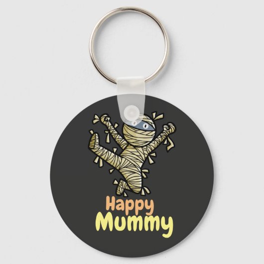 カスタマイズ可能なHappy Mummy鍵 – チェーン キーホルダー (正面)