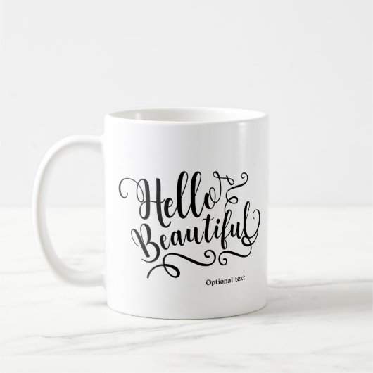 カスタマイズ可能なHELLO BEAUTIFULタイポグラフィー コーヒーマグカップ (左)