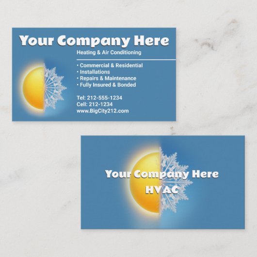 カスタマイズ可能なHVAC名刺 名刺 (正面/裏面)