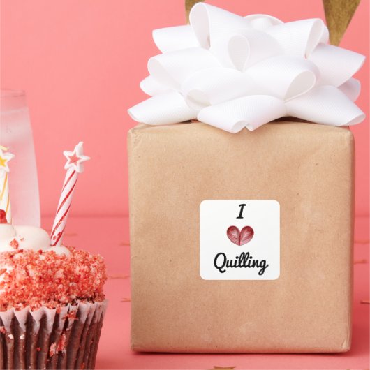 カスタマイズ可能なIハートQuilling 1.5インチスクエアステッカー スクエアシール (パーティー)