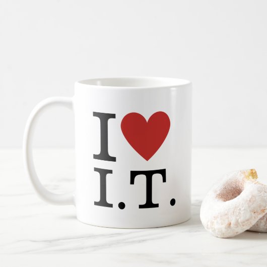 カスタマイズ可能なI ❤️ IT コーヒーマグカップ (ドーナツ)