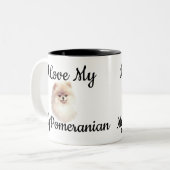 カスタマイズ可能なI Love Myポメラニア犬 ツートーンマグカップ (正面左)
