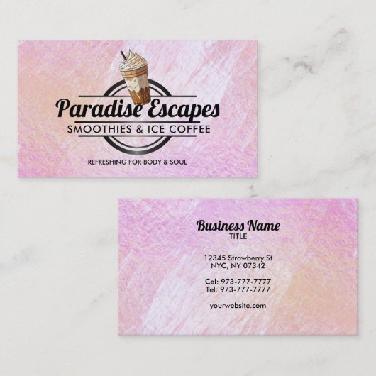 カスタマイズ可能なIce Coffeeロゴ名刺 名刺 (正面/裏面)