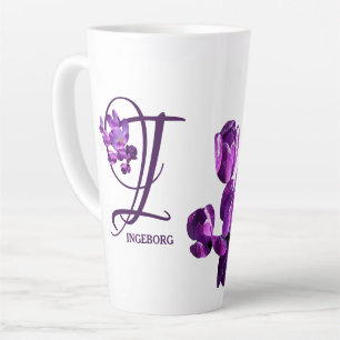 カスタマイズ可能なIngeborg名purpleフローラbohoおもしろい カフェラテマグ