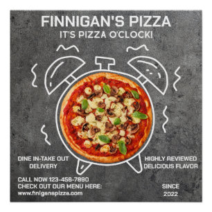 カスタマイズ可能なIts Pizza O Clockピザレストラン ポスター