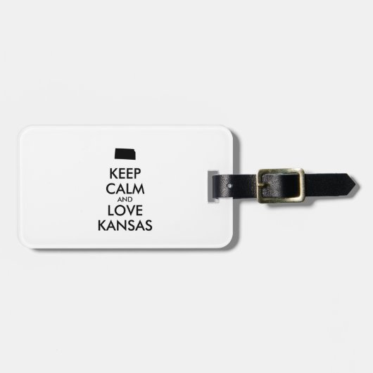 カスタマイズ可能なKEEP CALM and LOVE KANSAS ラゲッジタグ (正面横)