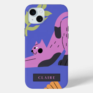 カスタマイズ可能なKitty CatおよびMatisse葉の iPhone 15 Miniケース