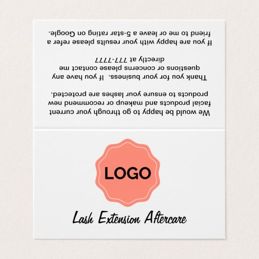 カスタマイズ可能なLash拡張アフターケア 名刺 (外部フラット)
