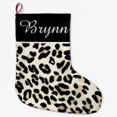 カスタマイズ可能なLeopardプリントホリデーデコール ラージクリスマスストッキング (正面)