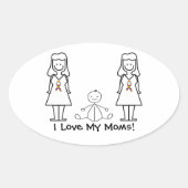 カスタマイズ可能なLGBT 2のママとベビー 楕円形シール (正面)