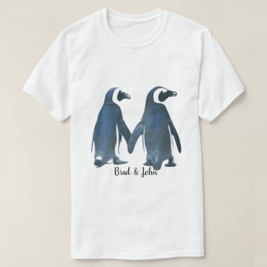 カスタマイズ可能なLGBTQゲイペンギンLove T-Shirt Tシャツ (デザイン正面)