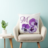 カスタマイズ可能なMモノグラム紫かわいらしのパンジー植物 クッション (椅子)