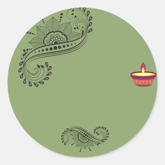 カスタマイズ可能なMehendiスタンプ ラウンドシール (正面)