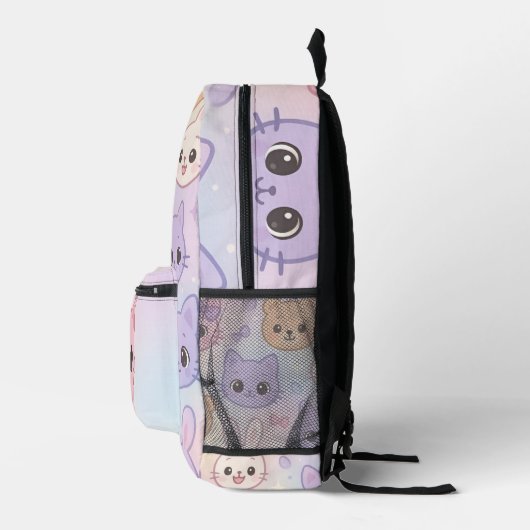 カスタマイズ可能なMeowMagic搭載かわいい猫顔リュックサック プリントバックパック (右)
