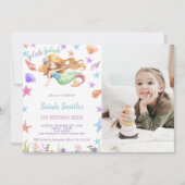 カスタマイズ可能なMermaid誕生日招待状 子供へ 招待状 (正面)