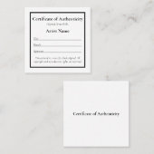 カスタマイズ可能なMini Certificate of Authenticity Art スクエア名刺 (正面/裏面)