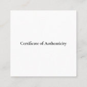 カスタマイズ可能なMini Certificate of Authenticity Art スクエア名刺 (裏面)