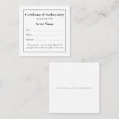 カスタマイズ可能なMini Certificate of Authenticity Art スクエア名刺 (正面/裏面)