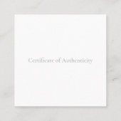 カスタマイズ可能なMini Certificate of Authenticity Art スクエア名刺 (裏面)