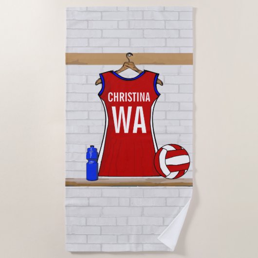 カスタマイズ可能なNetballユニフォーム ビーチタオル (正面)
