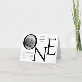 カスタマイズ可能なONE誕生日写真 招待状