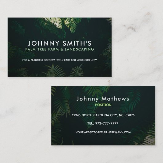 カスタマイズ可能なPalm Tree Farm名刺 名刺 (正面/裏面)