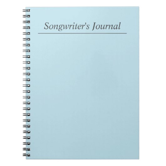 カスタマイズ可能なPastel Blue Songwriter's Journal ノートブック (正面)