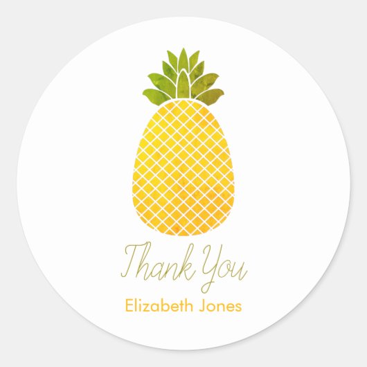 カスタマイズ可能なPineappleありがとう ラウンドシール (正面)