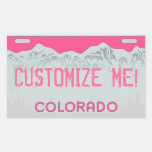 カスタマイズ可能なPink Coloradoライセンスプレートシール 長方形シール