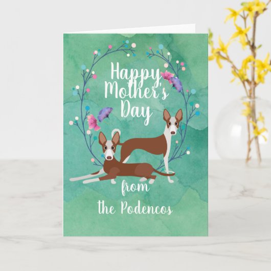 カスタマイズ可能なPodenco犬ママ母の日フローラ カード (黄色い花)