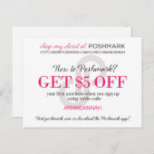 カスタマイズ可能なPoshmark紹介招待状カード シーズンポストカード (正面/裏面)