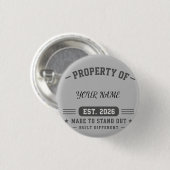 カスタマイズ可能なProperty+Of+ネーム – 典型的なカレッジスタイル 缶バッジ (正面&裏面)